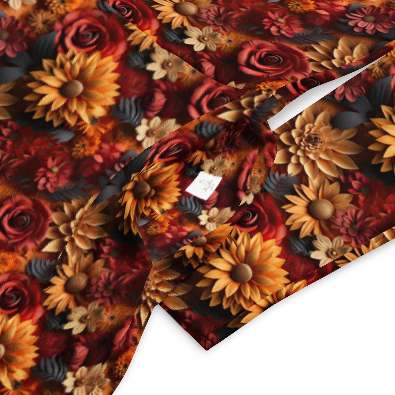 All-over print long sleeve midi dress. Autumn Fall 3D all over print pattern stylish runway high fashion holiday special floral dress