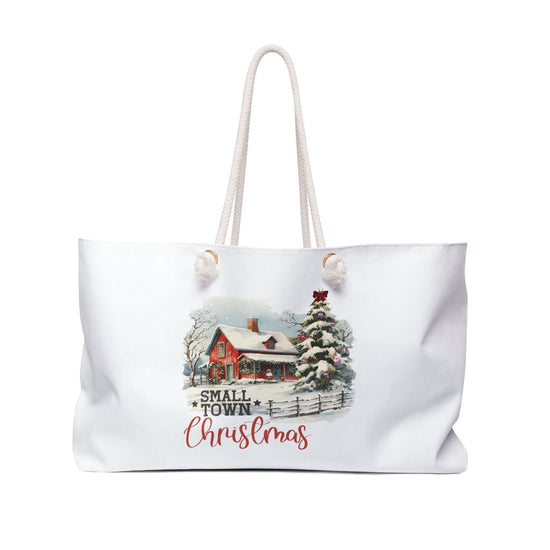 Country Xmas Weekender Bag, Holiday Tote Bag, Great Holiday Gift, Makeup Bag, Designer Bag, Holiday Art