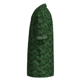 Unisex button shirt, green floral all over print pattern casual breezy light weight everyday men&