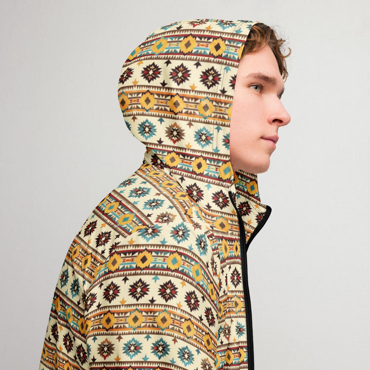 Men’s windbreaker, Native all over print design all seasons water resistant stylish casual everyday comfortable light windbreaker jacket