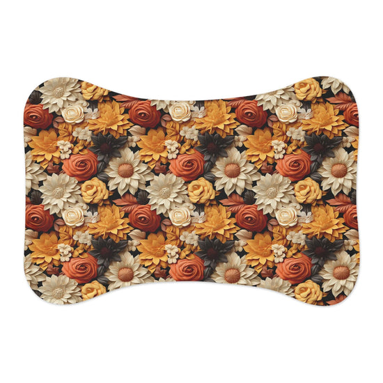 Fall Floral Pet Feeding Mats - Autumn All Over Print Pattern Design for Cat and Dog - Kitchen Decor Place Mat, Holiday Themed Food Mat