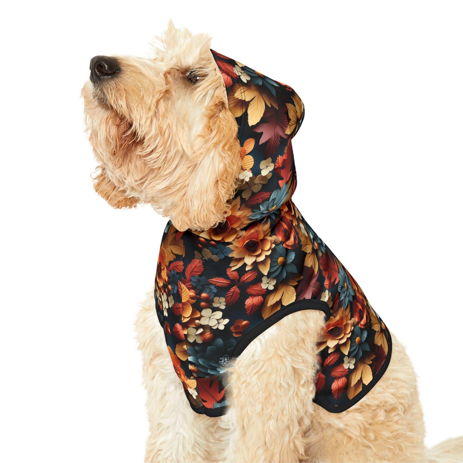 Fall Floral Pet Hoodie - Stylish Custom Design for Casual Walks, Travel, and Pet Lovers - Perfect Holiday Gift, Dog or Cat Owner Apparel