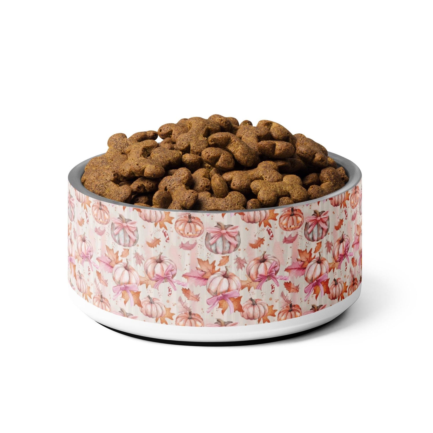 Pink Fall Pet bowl Halloween pink coquette fury friend designer home decor stylish pumkin bows food plate