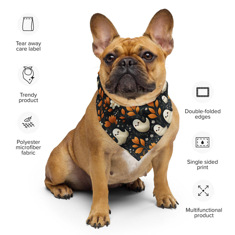 Halloween Pet Bandana all over mini ghosts print stylish casual walk travel designer adorable cat dog human scarf