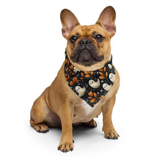 Halloween Pet Bandana all over mini ghosts print stylish casual walk travel designer adorable cat dog human scarf