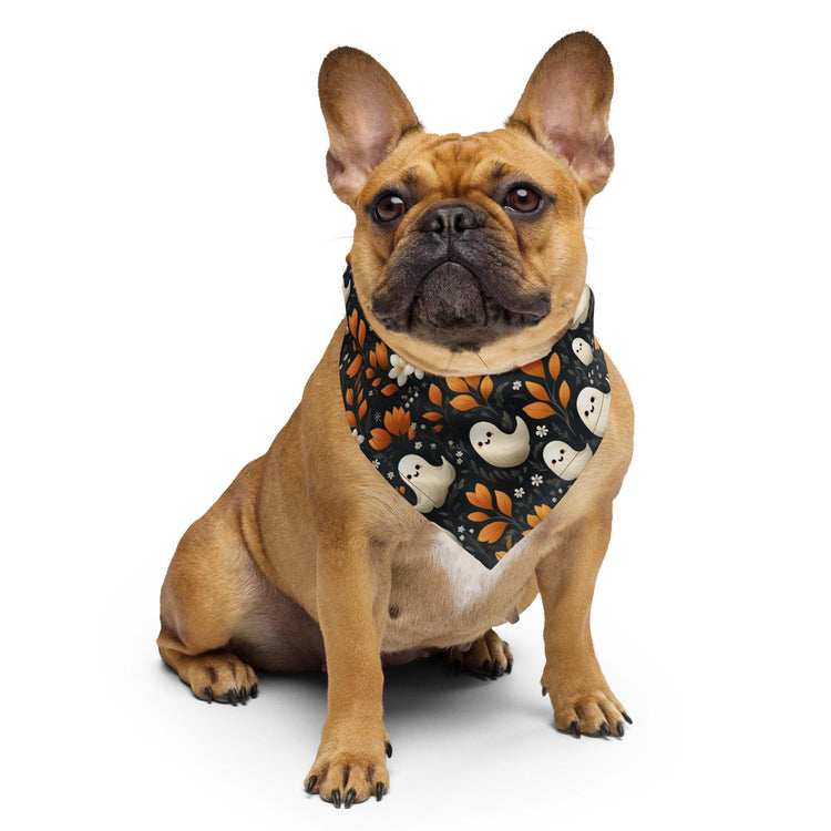 Halloween Pet Bandana all over mini ghosts print stylish casual walk travel designer adorable cat dog human scarf