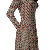 Red Roses long sleeve midi dress all over print pattern comfy femmy design for the entrepreneur stylish girl ready to wear out