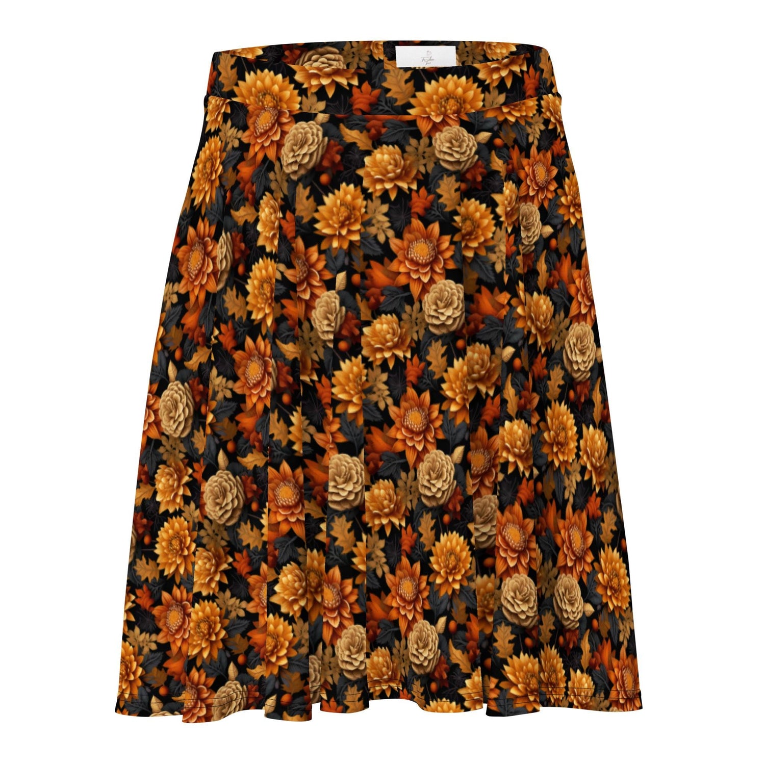 Skater Skirt, Fall season Autumn leaves all over pattern print design flaterring fabric casual dinner date concert Holiday style skirt