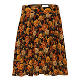 Skater Skirt, Fall season Autumn leaves all over pattern print design flaterring fabric casual dinner date concert Holiday style skirt