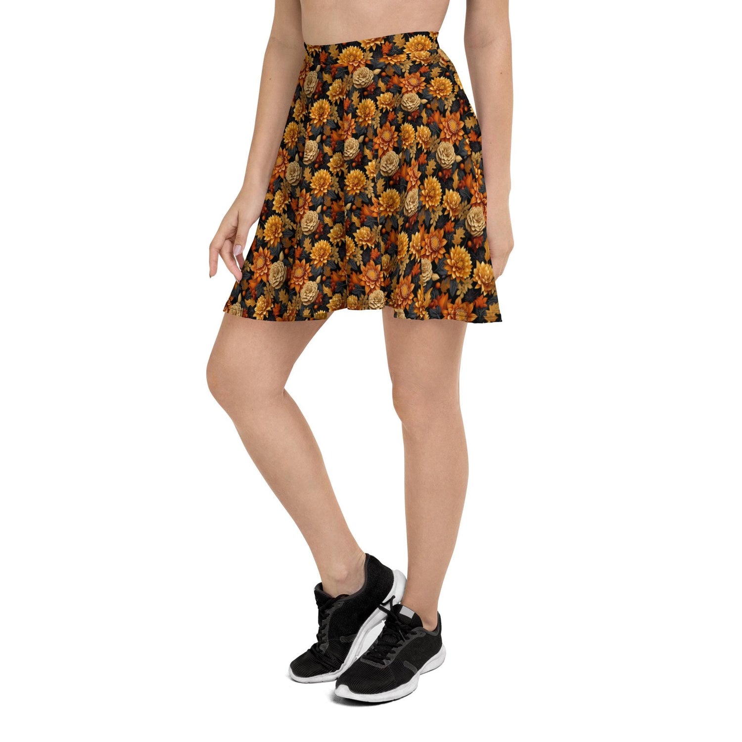 Skater Skirt, Fall season Autumn leaves all over pattern print design flaterring fabric casual dinner date concert Holiday style skirt