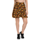Skater Skirt, Fall season Autumn leaves all over pattern print design flaterring fabric casual dinner date concert Holiday style skirt
