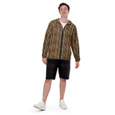 Men’s windbreaker, Radiant native tribal design pattern all weather casual stylish fabric any occassion over long short sleeve shirt jacket
