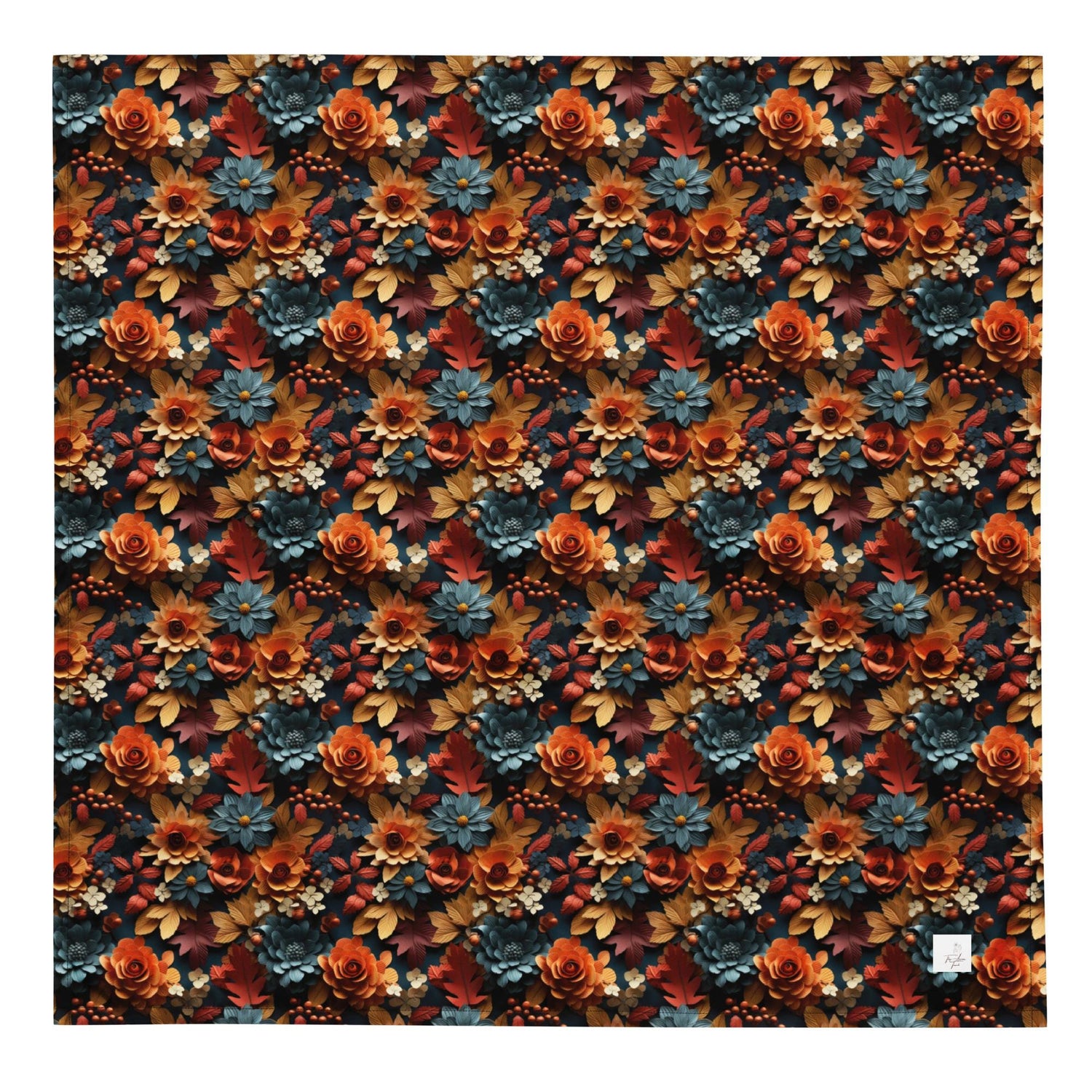 All-over print bandana, Fall floral all over prattern headband necktie armband doggy multi purpose autumn design print scarf