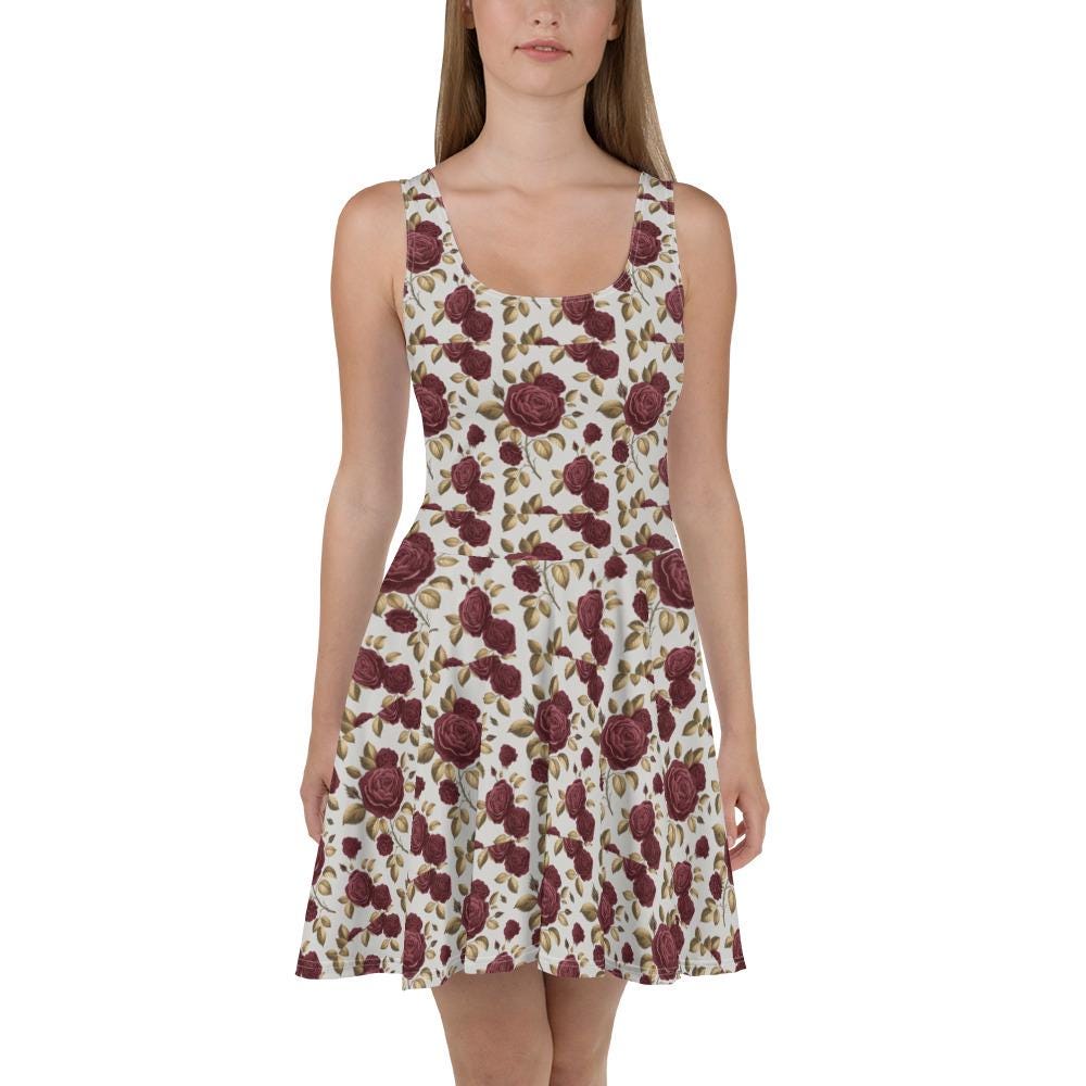 Floral Skater Dress all over print pattern feminine stylish holiday dinner casual date runway classy female wear