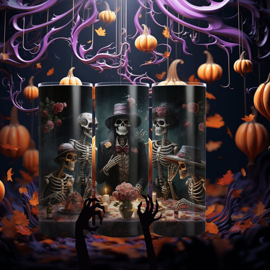 Dead Man party Skinny Tumbler with Straw, 20oz Day of the dead Halloween artistic all-purpose beverage tall cup