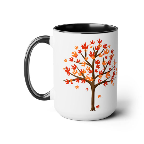 Two-Tone Fall tree coffee mug falling leaves tree design Autumn home kitchen decor beverage cup