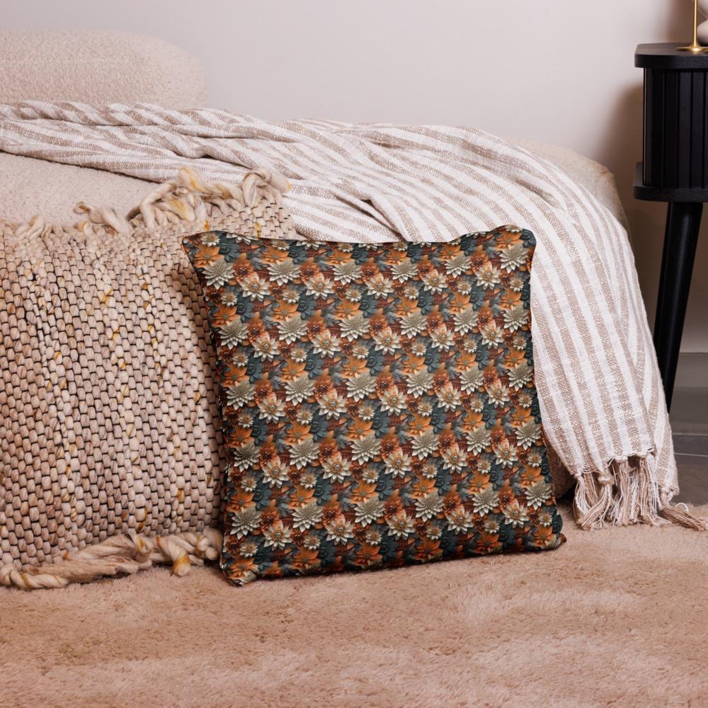 Fall foral pillow all over pattern Autumn design couch bed bench couture stylish warm festive holiday accent cushion