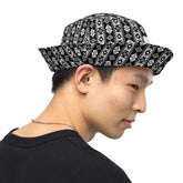 Reversible bucket hat styllish western black white pattern design versatile fashinista streetwear apparel casual everyday unisex fabric hat