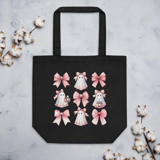 Halloween pink croquet Eco Tote stylish everyday use college accessory carry all bag cute novelty ghost design trick or treat candy pouch