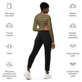 Recycled long-sleeve pattern style crop top all over print design comfortable leisure workout sporty smooth jean leggings half top