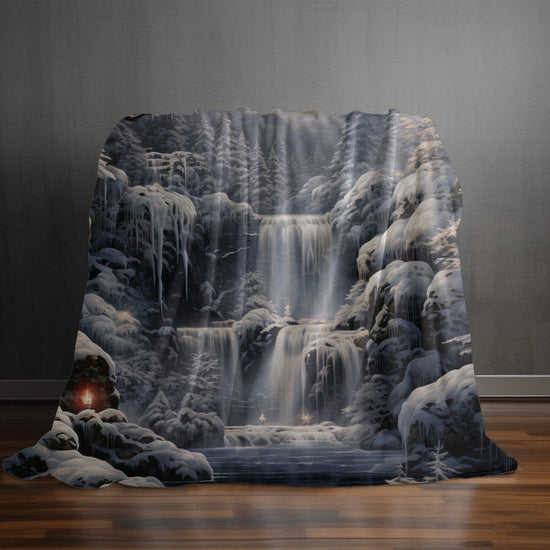Velveteen Waterfall Plush Blanket designer soft cozy snowy winter warm portrait art holiday couch TV moment fuzzy throw