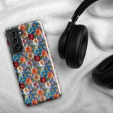 Tough case for Samsung®, Bright colorful floral pattern Android sturdy strong protective phone case great for school work travel