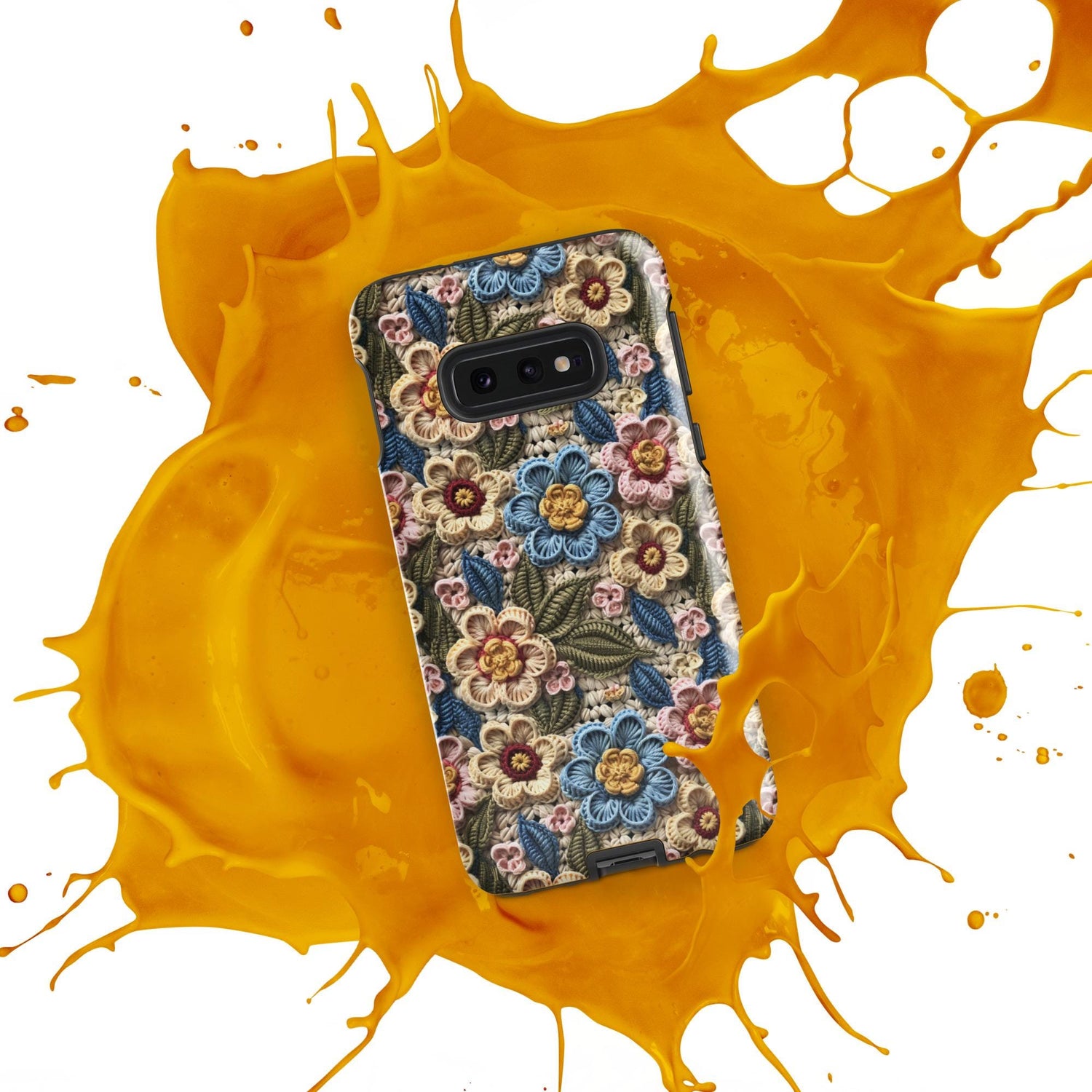 Tough case for Samsung®, floral crotchet AOP pattern design android hard sturdy phone stylish protection cover case for everyday use