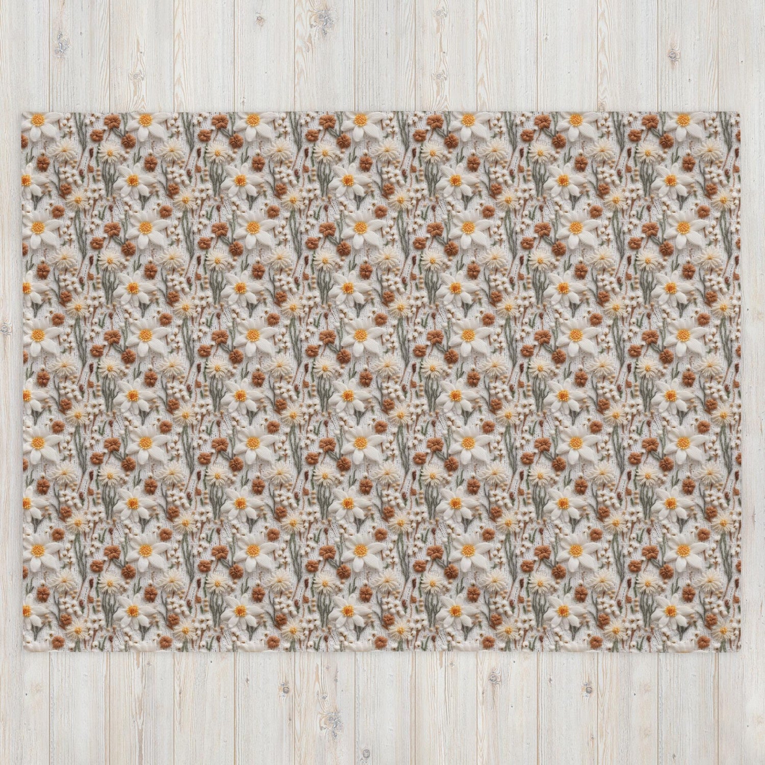 Chic Floral Crochet Throw Blanket - Stylish Fall All-Over 3D crotchet Print for Cozy Living Spaces