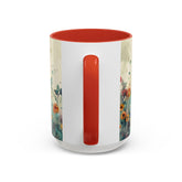 Day of the Dead Skeleton Floral Accent Coffee Mug, Halloween Ceramic Cup, Gothic Sugar Skull Drinkware, Dia de los Muertos Kitchen Decor