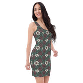 Floral All-Over Print Bodycon Dress | Fall Fashion | Elegant Floral above knee Dress | Trendy Party Outfit