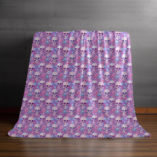 Neon skull design Throw Blanket Halloween Day of the Dead festive soft cozy child adult any room latino heritage month modern day fleece