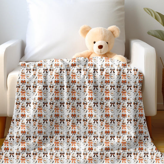 Fall Halloween croquet Throw Blanket home couch living room bedroom casual room cozy warm stylish soft fleece great for gift