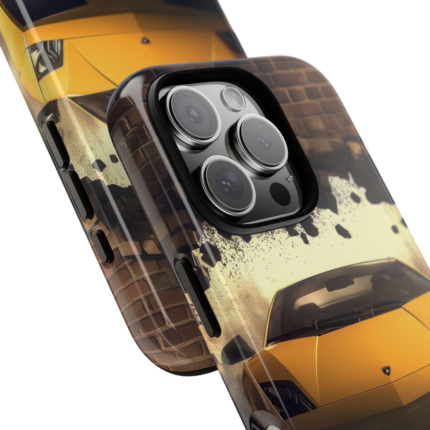 Phone Cases, Yellow Lamborghini Portrait, Stylish Phone Accessories, Youthful Inspired Gift, Iphone 14/15 Tough Covers, Fun Case