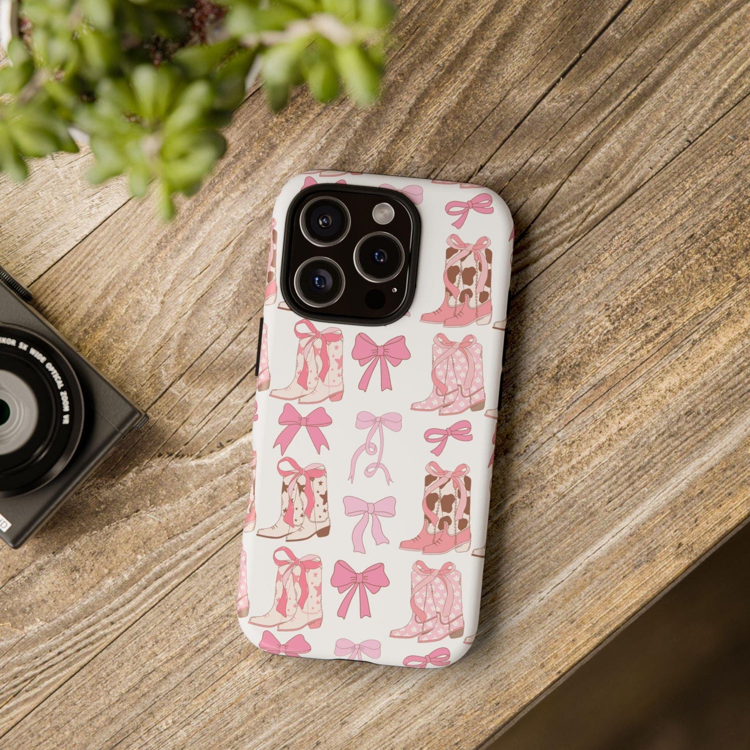 Tough Cases, Iphone Pink Bow Cowboy boots Pretty in pink ribbon cowgirl stylish fashion variety Barbie fashion matte glossy phone cover