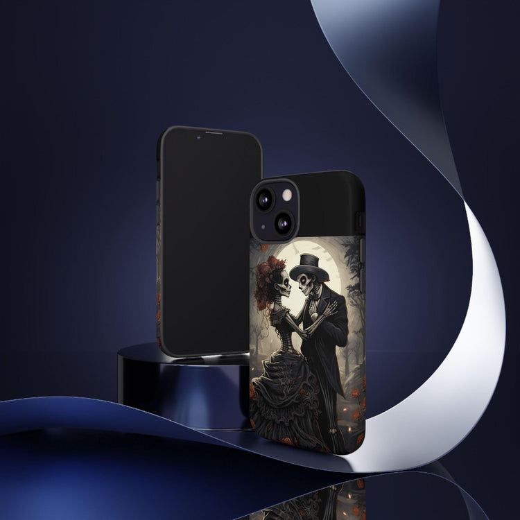 Rugged phone cases for iPhone, Samsung, and Google Pixel, including novelty designs inspired by Day of the Dead and Halloween.