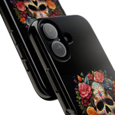 Vibrant Floral Day of the Dead iPhone & Samsung Case | Colorful Dia de los Muertos Design | Classic Black Background