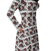 Floral All-Over Print Long Sleeve Midi Dress with Pockets – Feminine Fit & Flared Style