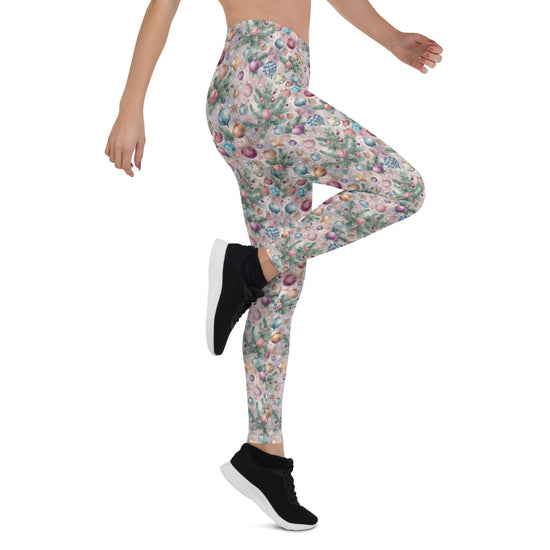 Stylish Microfiber Stretch Leggings – Holiday all over print pattern durable, Comfortable, and UPF 50+ Activewear