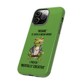 Tough Cases, Green Iphone14 case, Green Iphone 15 case, Humorous sturdy phone cover, Green Frog phone art, Silly gift cell phone
