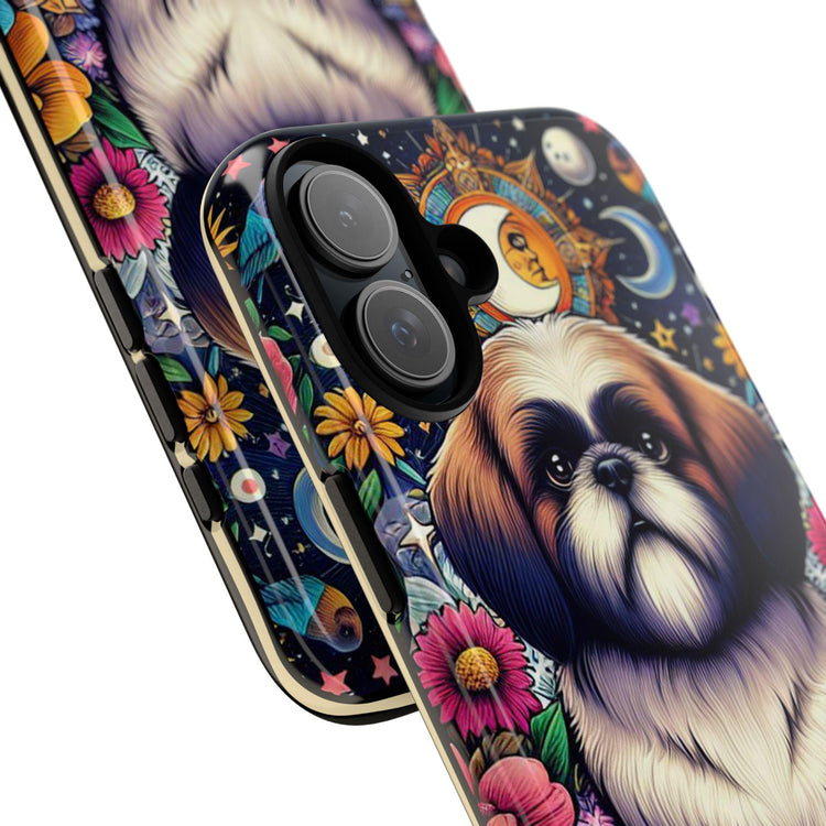 Tough Cases, Shih Tzu Celestial Tarot Card iPhone 16/15 Cover, Dog Pet Design, Protective Phone Accessories, Unique Gifts, Phone Shell