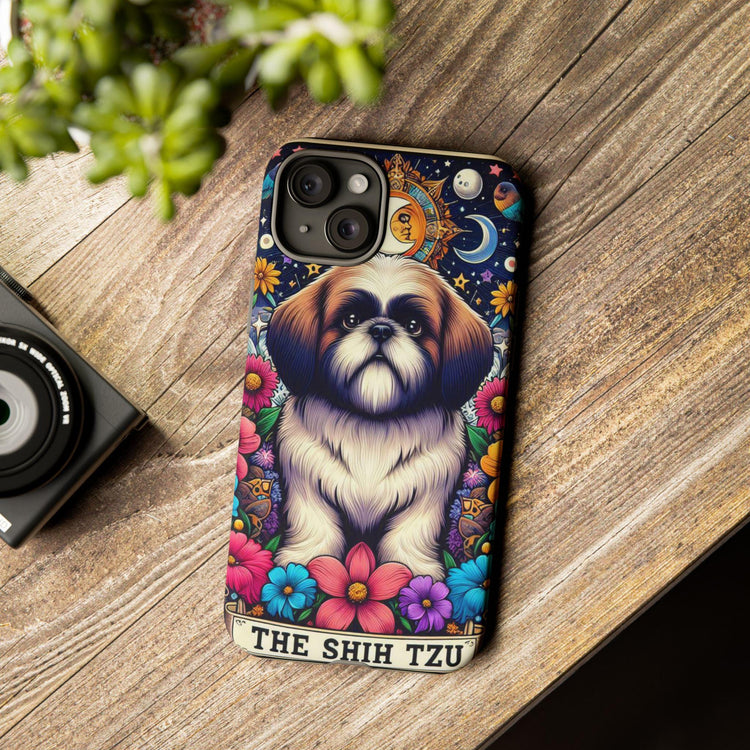 Tough Cases, Shih Tzu Celestial Tarot Card iPhone 16/15 Cover, Dog Pet Design, Protective Phone Accessories, Unique Gifts, Phone Shell