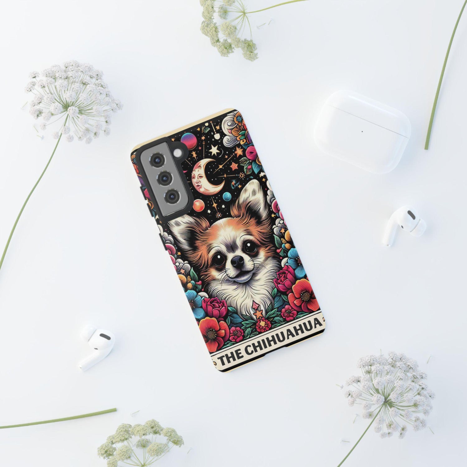 Samsung Tough Cases, Chihuahua Pet Portrait Phone Cover, Android Everyday Cover, Colorful Dog Print, Customized Personal Gift. Gift for Dog