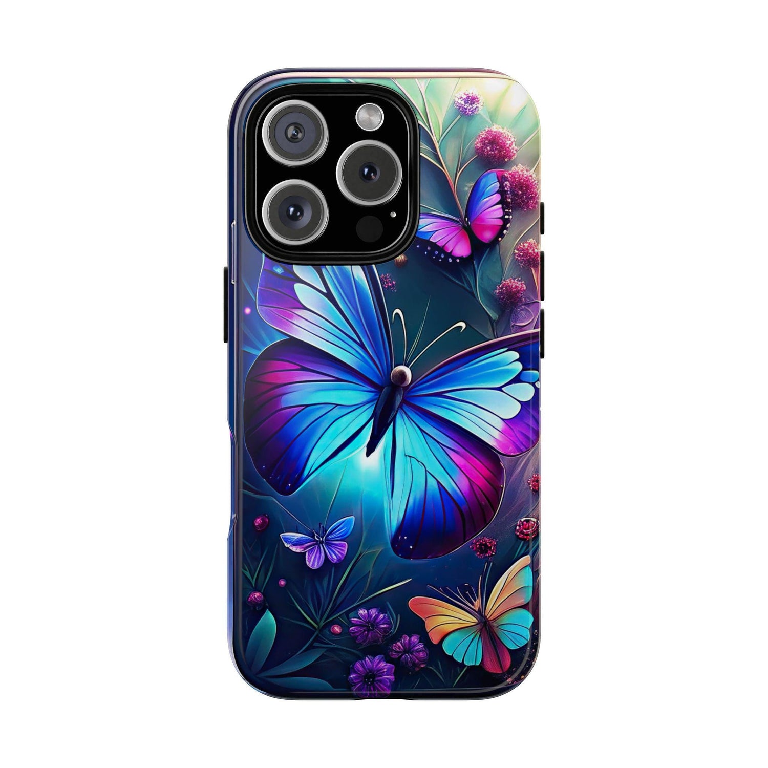 Phone Case, Tough Cases, Vibrant Butterfly Print, Iphone 16/15/13 Mini, Hard Cover, Everyday Protection, Colorful Case, Sturdy Phone Case