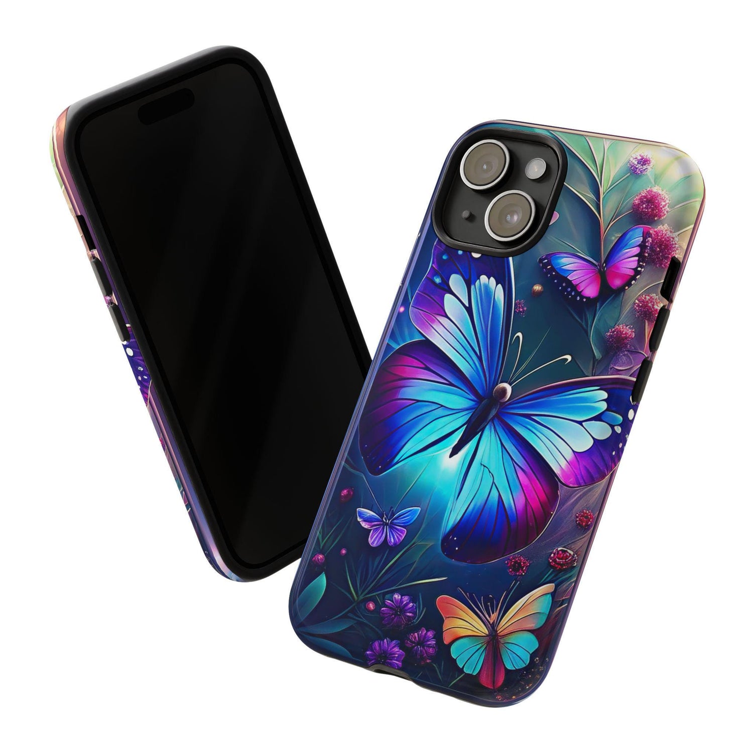 Phone Case, Tough Cases, Vibrant Butterfly Print, Iphone 16/15/13 Mini, Hard Cover, Everyday Protection, Colorful Case, Sturdy Phone Case
