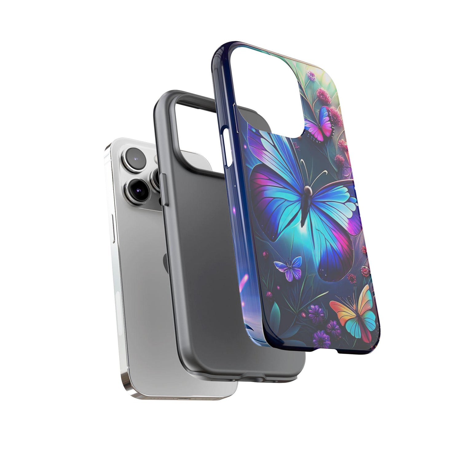 Phone Case, Tough Cases, Vibrant Butterfly Print, Iphone 16/15/13 Mini, Hard Cover, Everyday Protection, Colorful Case, Sturdy Phone Case