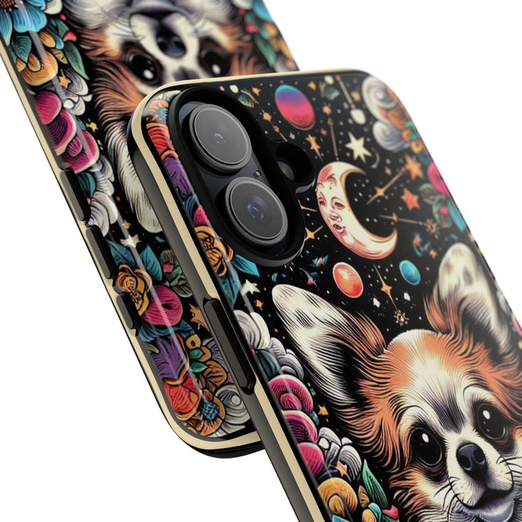 Tough Cases, Iphone 15 cute dog celestial Tarot Card hard shell cover, Iphone 14 stylish decor, Chihuahua dog portrait, cute pet portrait