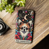 Tough Cases, Iphone 15 cute dog celestial Tarot Card hard shell cover, Iphone 14 stylish decor, Chihuahua dog portrait, cute pet portrait