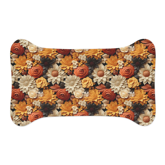 Fall Floral Pet Feeding Mats - Autumn All Over Print Pattern Design for Cat and Dog - Kitchen Decor Place Mat, Holiday Themed Food Mat