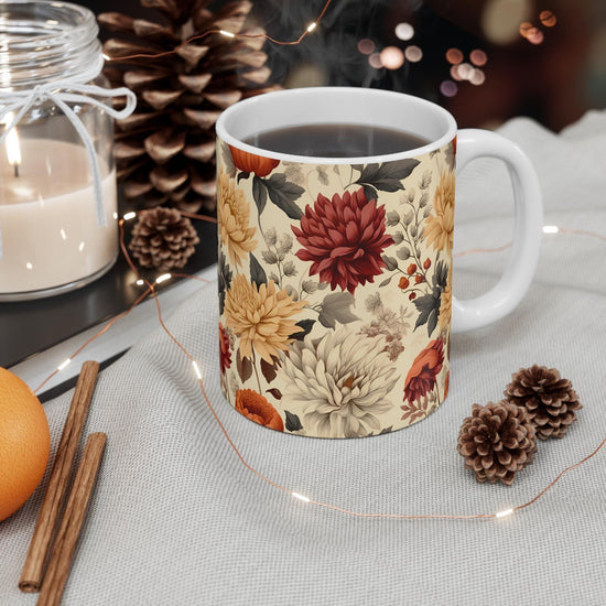 Bohemian Floral Mug, Cozy Drinkware for Home, Gift for Tea Lovers, Kitchen Decor, Floral Art for Birthdays, Housewarming