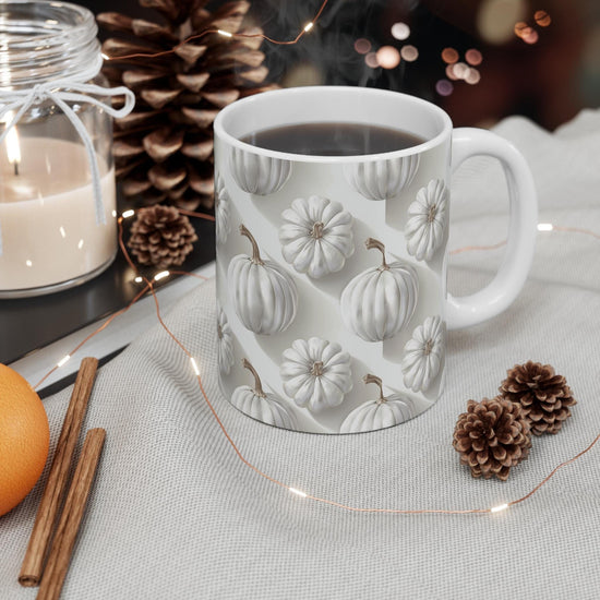 Elegant White Pumpkin Mug for Fall Decor, Cozy Drinkware, Autumn Gift, Seasonal Kitchenware, Thanksgiving Table Accent